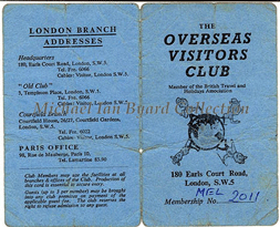 Overseas Visitors Club Card cover